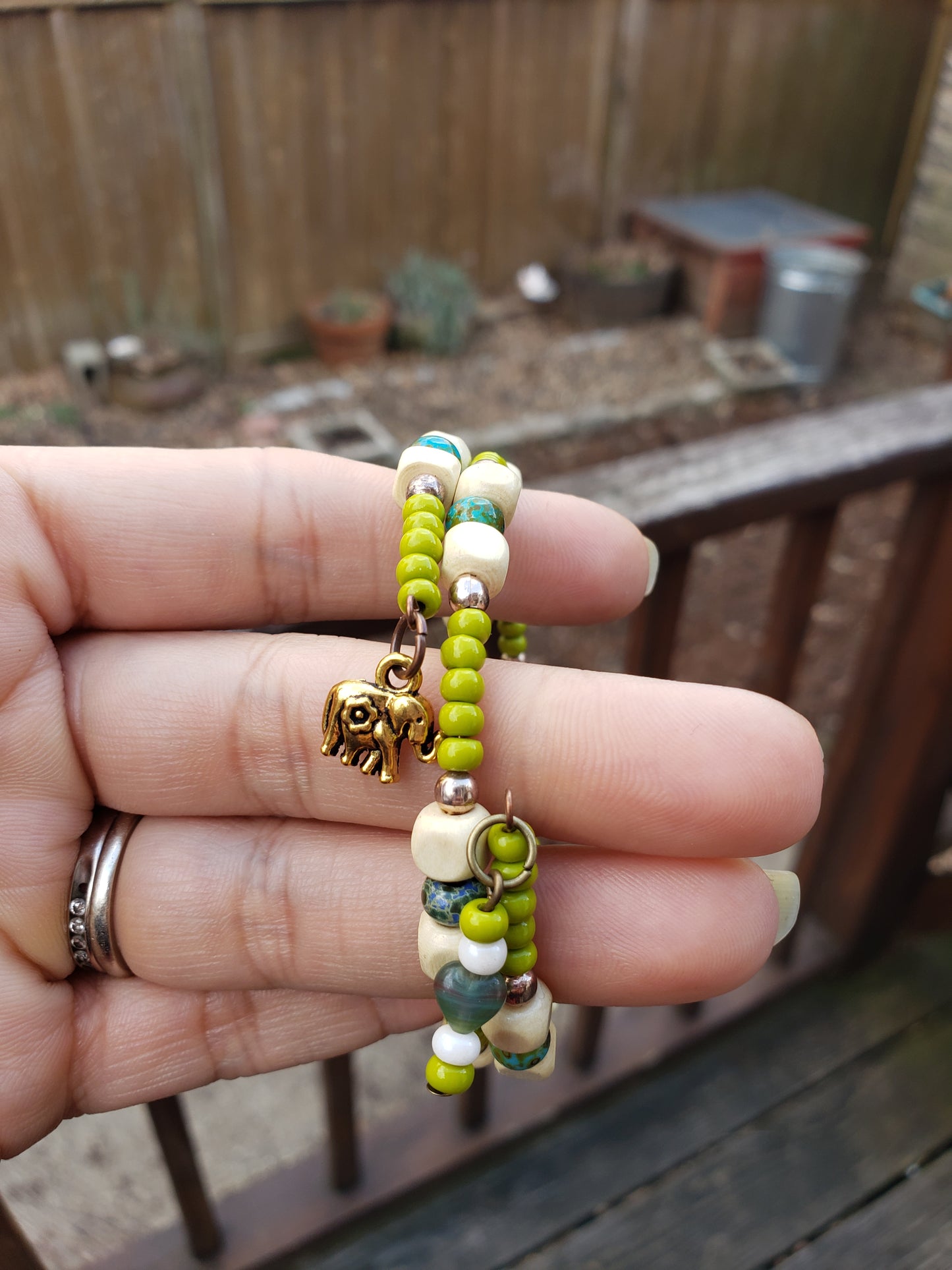 Green Elephant Wrap Around Bracelet