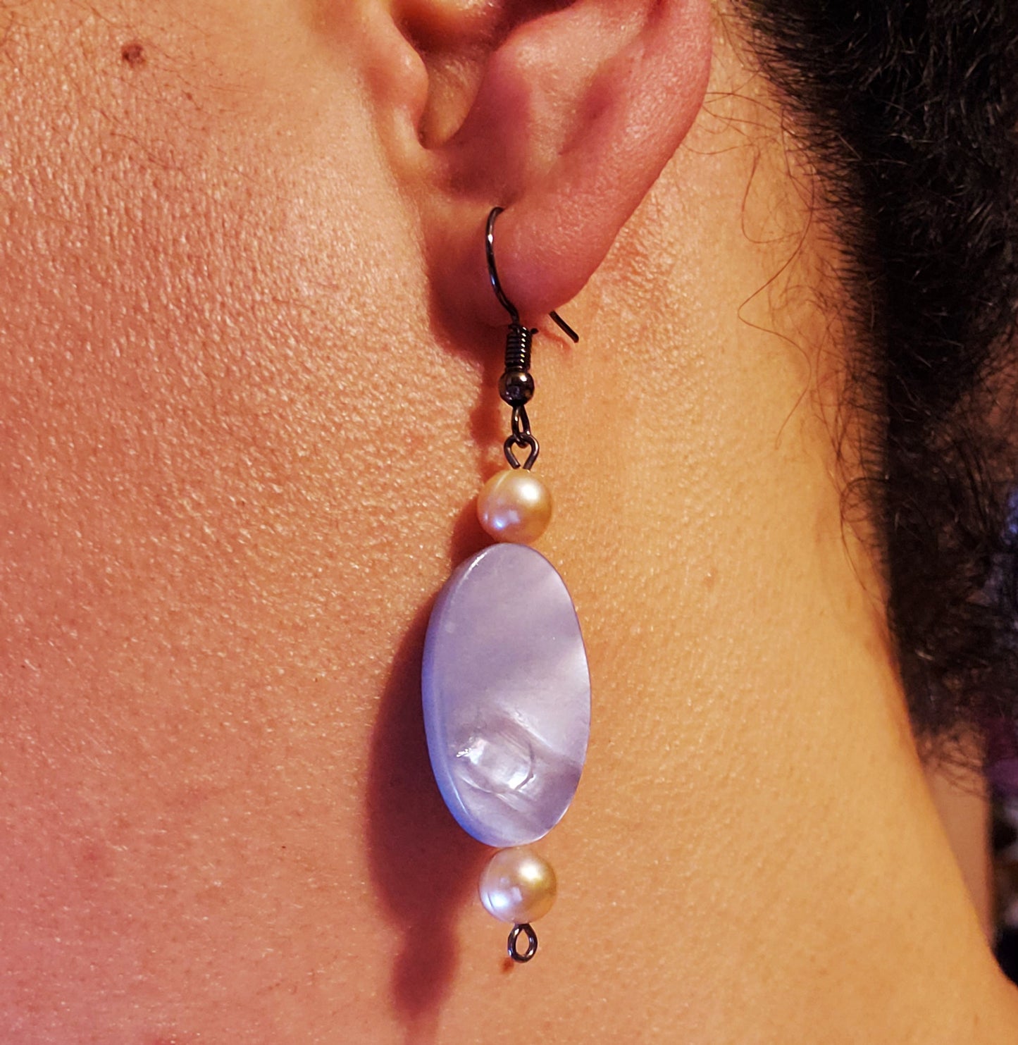 Blue Shell Dangle Earrings