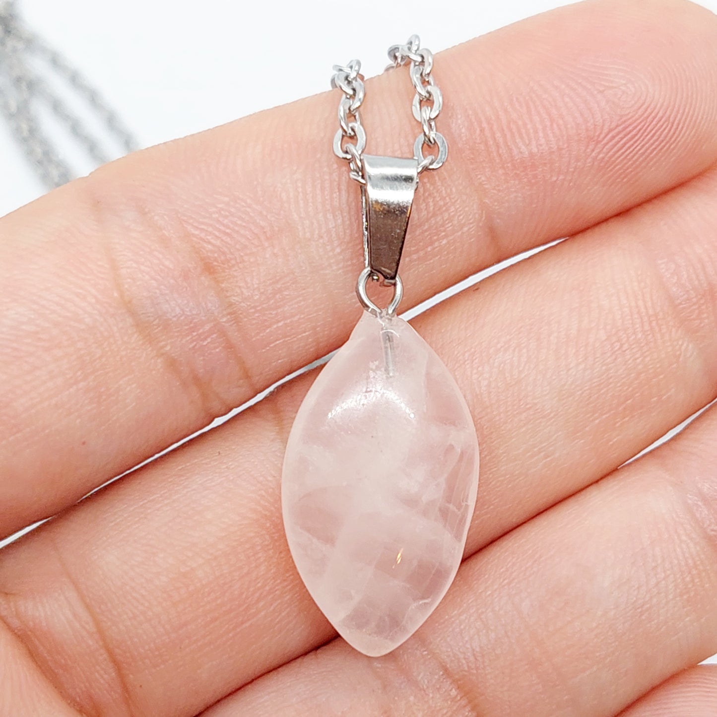 Rose Quartz Necklace Earring Set