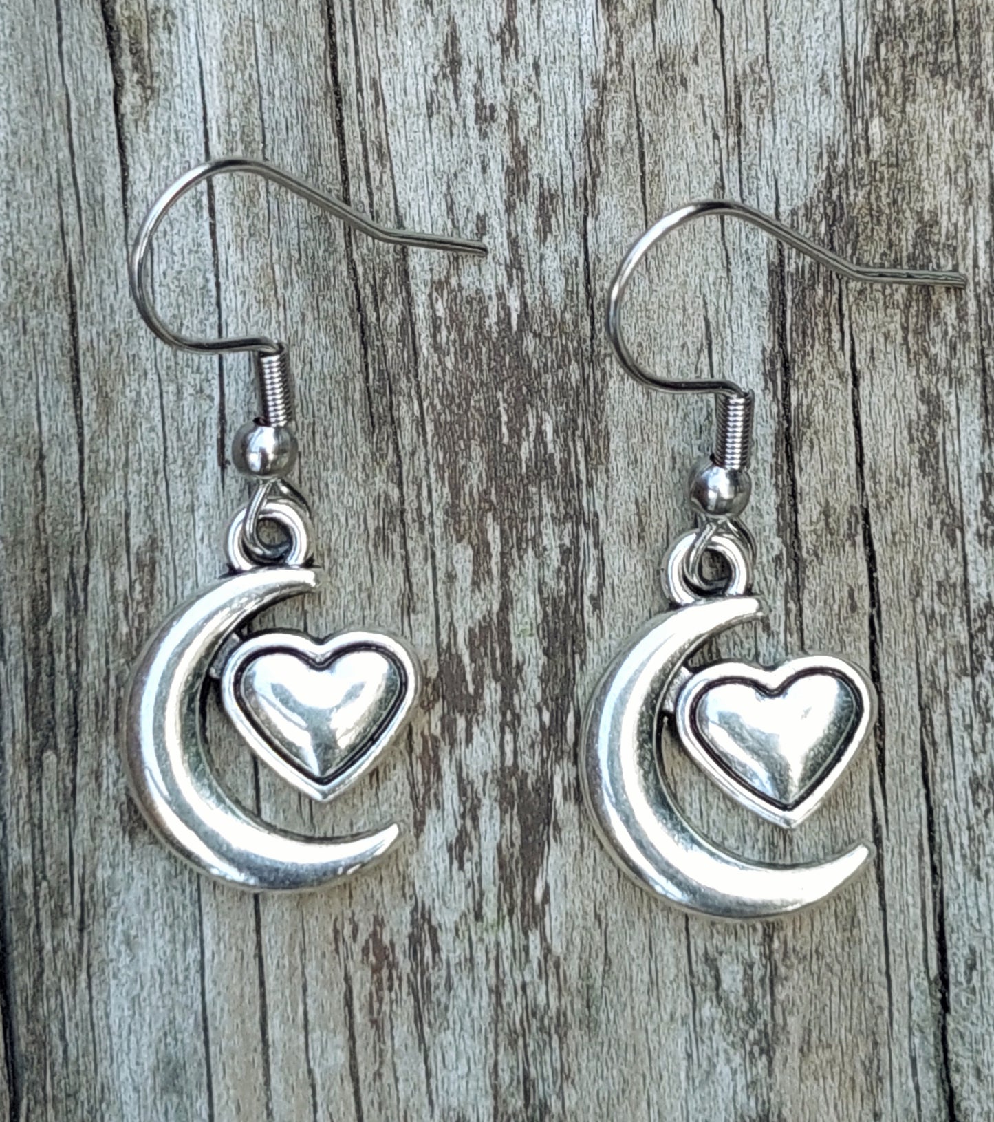 Crescent Heart Charm Earrings