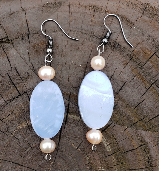 Blue Shell Dangle Earrings