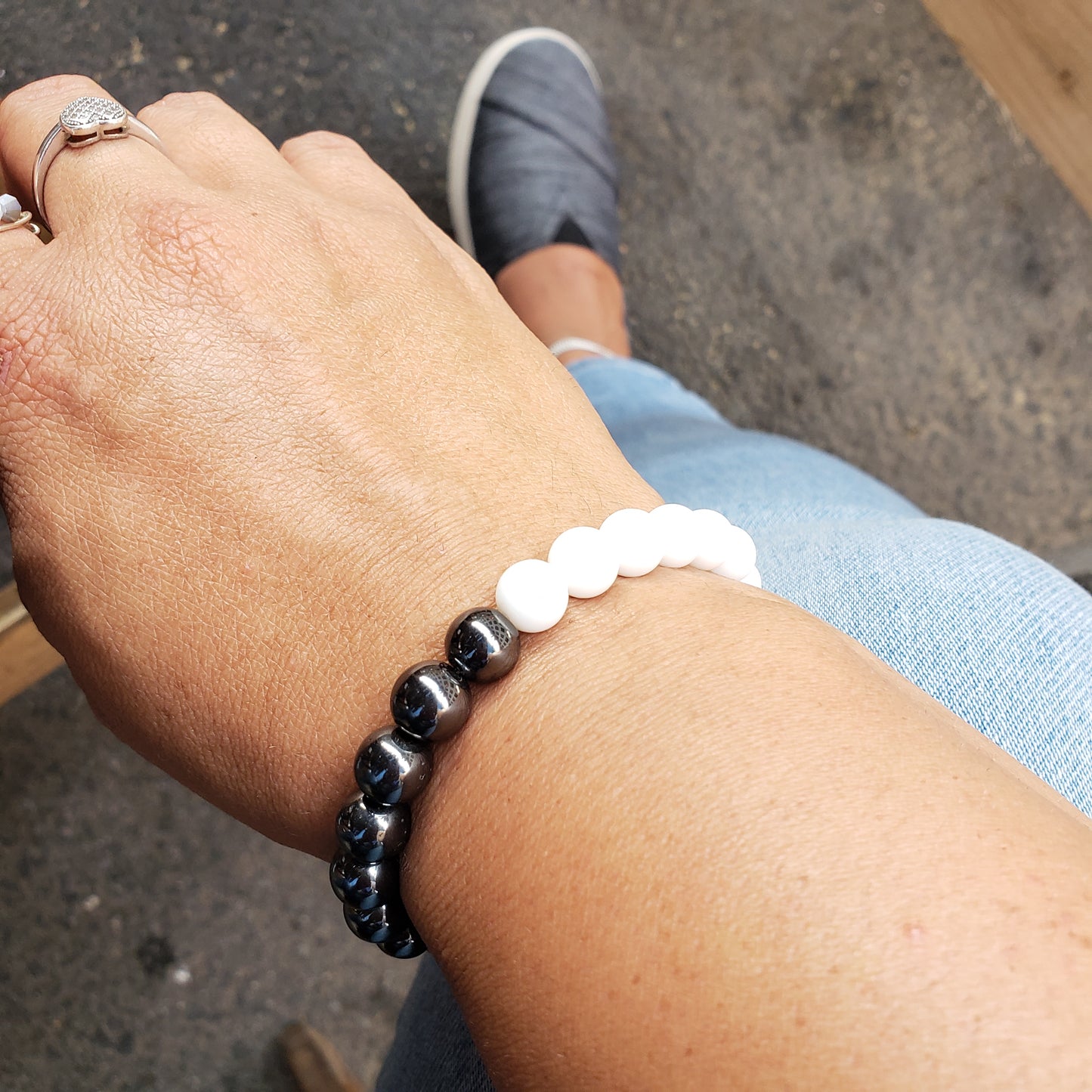 Salt & Pepper Elastic Stretch Bracelet