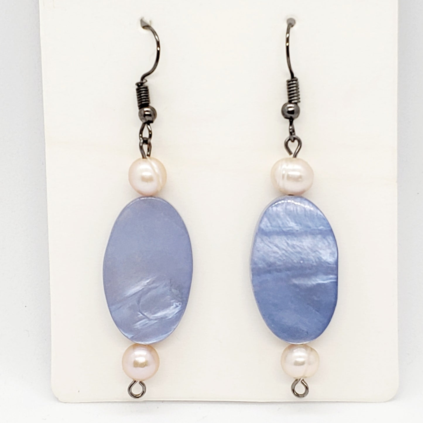 Blue Shell Dangle Earrings