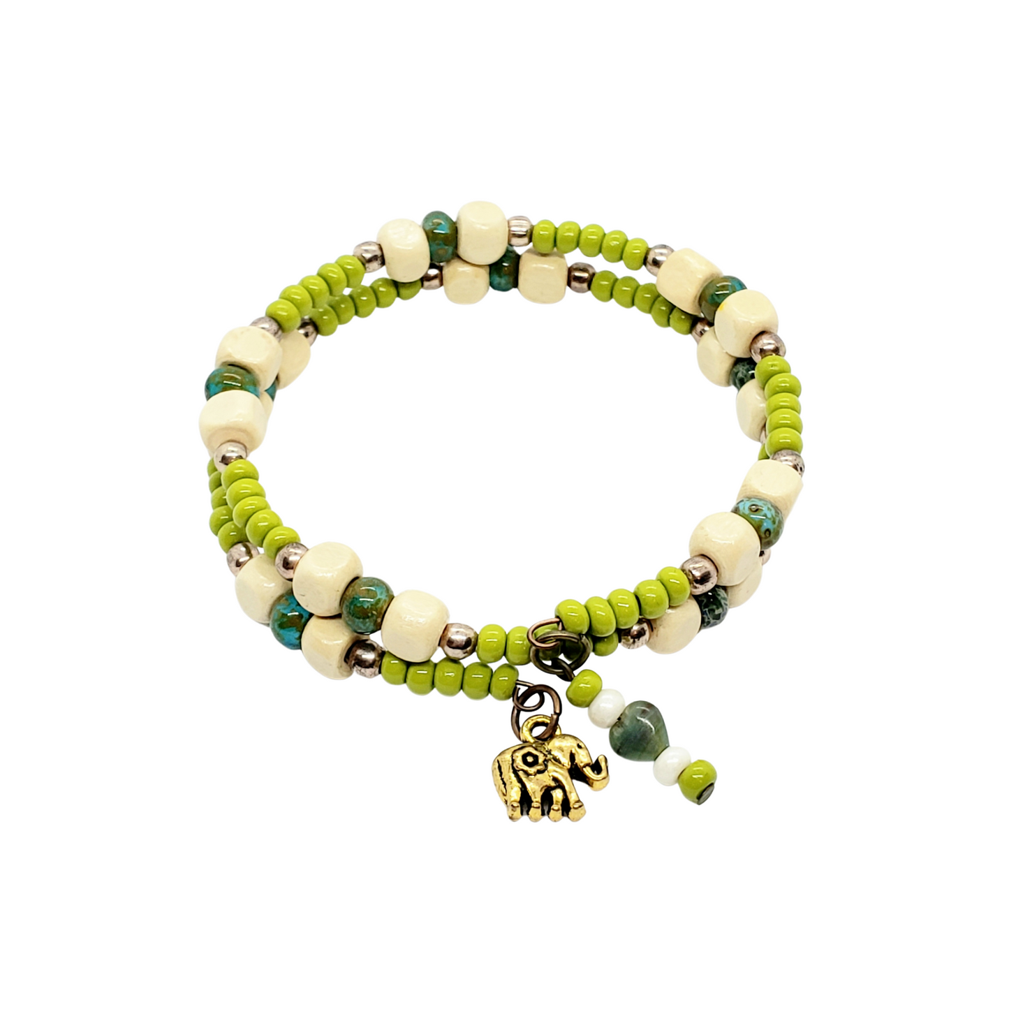 Green Elephant Wrap Around Bracelet
