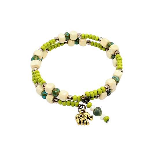 Green Elephant Wrap Around Bracelet