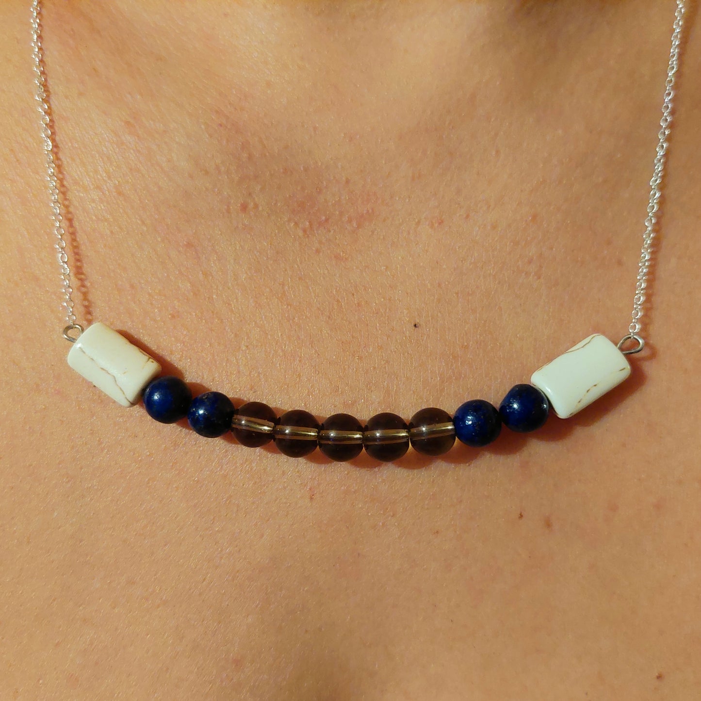Smokey Beaded Bar Necklace