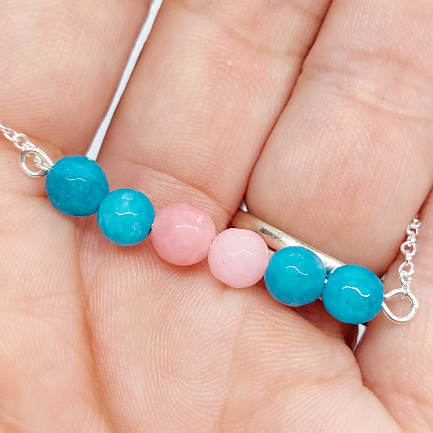 Cotton Candy Beaded Bar Necklace