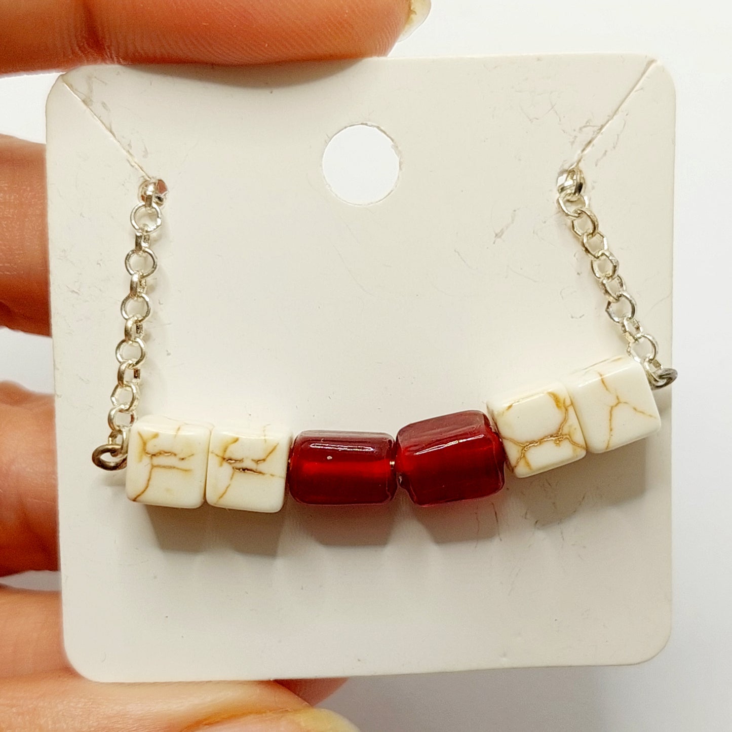 Brick Beaded Bar Necklace