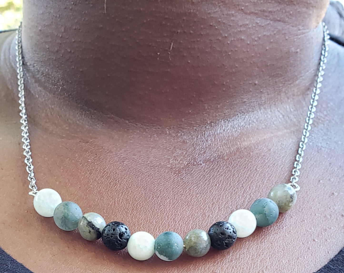 Earthy Beaded Bar Necklace