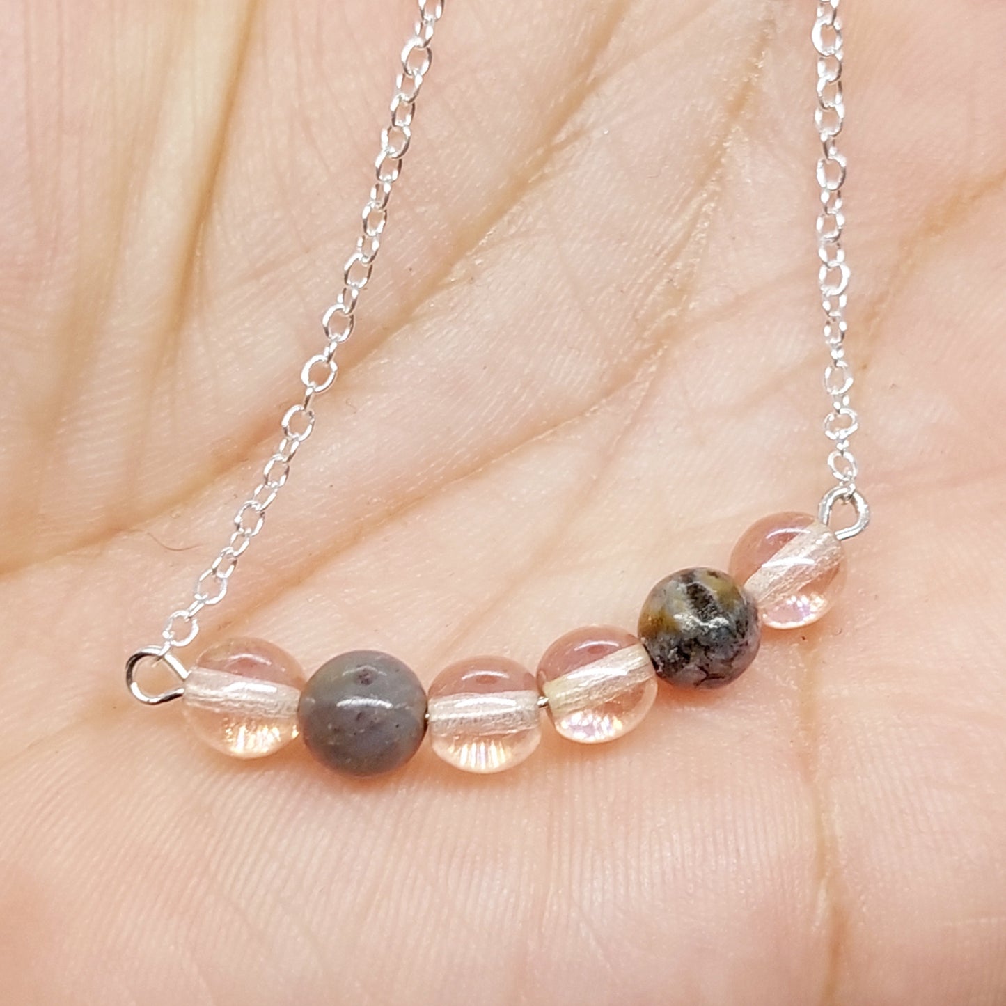 Gray Skies Beaded Bar Necklace