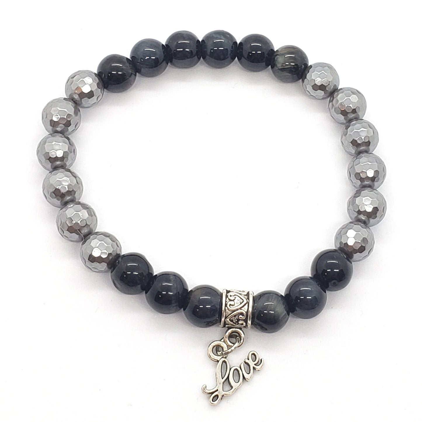 Black Silver Elastic Stretch Bracelet